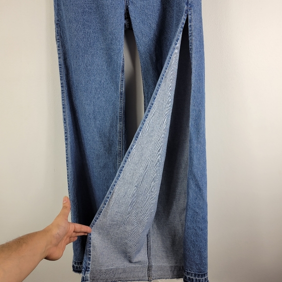 Litz by Uniq Open Side Wide Leg High Waist Patch Pocket Released Hem Jeans - Picture 2 of 10